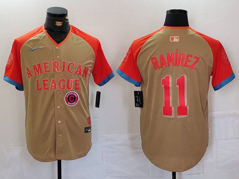 Men Cleveland Indians 11 Ramirez Orange All star 2024 Nike MLB Jersey style 5